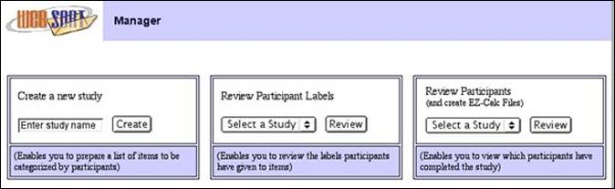 Figure 1. The Manager Interface.